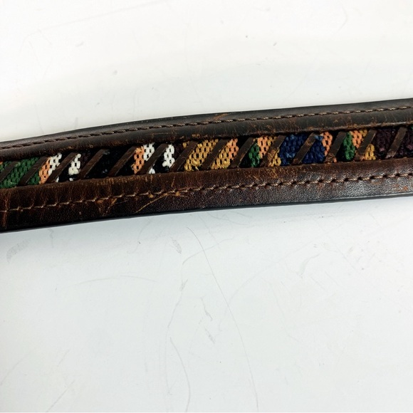 Columbia Brown Leather W/ Aztec Southwest Canvas Size 34 - Picture 5 of 9